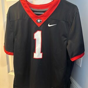 Kids Nike Black & Red Georgia #1 Football Jersey Size L